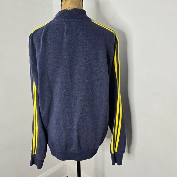 Adidas Michigan Wolverines Classic Striped Sleeve Zip Up Sweatshirt Large - Picture 6 of 10